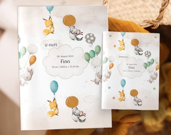 OLGS U-Heft Hülle, Impfpass und Reisepass als Set | Personalisierte Geschenkidee, Schutzhülle Untersuchungsheft Babyparty Jungen und Mädchen