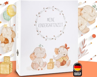 OLGS Ordner für Kinder Meine Kindergartenzeit: Kindergartenordner, Erinnerungsordner für Kinderkunst & Schulzeit - Elefant Design