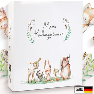 OLGS Kindergartenordner: Meine Kindergartenzeit Cute Boho Tierdesign, Kita Sammelmappe für Kinderkunst, Fotos & Zeugnisse - Geschenkidee