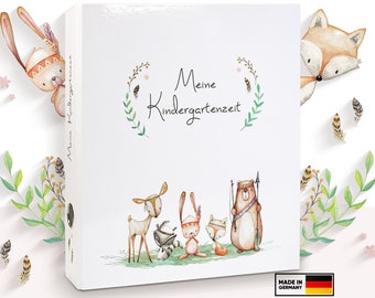 OLGS Kindergartenordner: Meine Kindergartenzeit Cute Boho Tierdesign, Kita Sammelmappe für Kinderkunst, Fotos & Zeugnisse - Geschenkidee