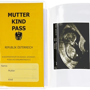 OLGS Mutter-Kind-Pass Hülle Österreich, Mutterkindpasshülle transparent, MuKi, MKP Kunststoff Hülle mit Extrafach, Blanko Bild 1