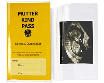 OLGS Mutter-Kind-Pass Hülle Österreich, Mutterkindpasshülle transparent, MuKi, MKP Kunststoff Hülle mit Extrafach, Blanko