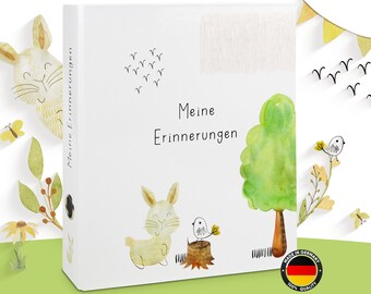 OLGS Sammelordner Meine Erinnerungen - Kindergartenordner | Erinnerungsordner, Kita Ordner, Kindergartenzeit - Tiere Design Hase und Vogel