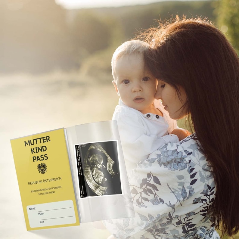 OLGS Mutter-Kind-Pass Hülle Österreich, Mutterkindpasshülle transparent, MuKi, MKP Kunststoff Hülle mit Extrafach, Blanko image 6