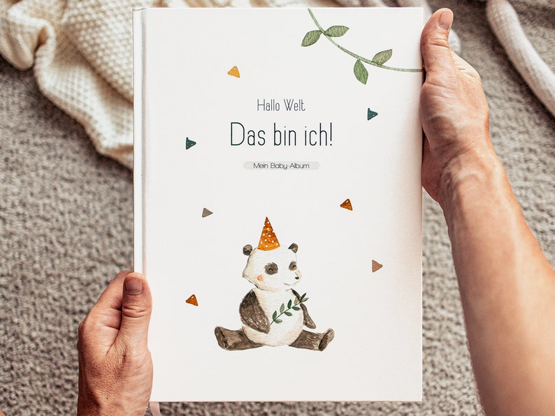 OLGS Babyalbum Lino Das bin ich Babytagebuch Junge/ Mädchen Erinnerungsbuch Baby mit Golddruck 66 Seiten GRATIS Meilenstein Sticker Bild 1