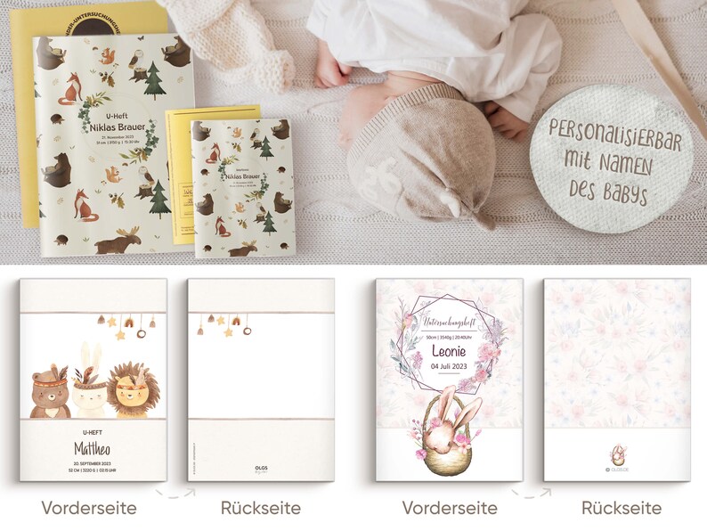 OLGS SET U-Heft Hülle, Impfpass & Reisepass Personalisierte Geschenkidee für Babys, Kinder Schutzhülle Untersuchungsheft Jungen, Mädchen Bild 8