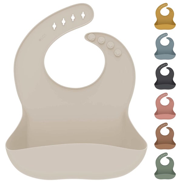 OLGS Silikon Baby Lätzchen mit Auffangschale | Silikonlätzchen in 7 Farben für Junge Mädchen 29x23cm | Babylätzchen Latz Abwaschbar & leicht
