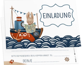 OLGS Einladungskarten zum Geburtstag | 12x perfekte Einladungen zur Geburtstagsfeier zum ausfüllen inkl. 12 Umschläge | Einladungen Ahoy!