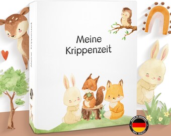 OLGS Meine Krippenzeit Sammelordner: Hochwertiger Erinnerungsordner für Kinderkunst, Fotos & Projekte - Fuchs, Eichhörnchen Eule Waldfreunde