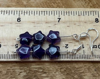 sterling silver amethyst star dangly earrings, semi precious stones, February birthstone, natural jewellery, gemstone jewellery