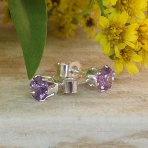 June birthstone, June studs, Alexandrite studs,Purple pink crystal,birthstone earrings,gemstone earrings,silver jewelry, silver stud image 10