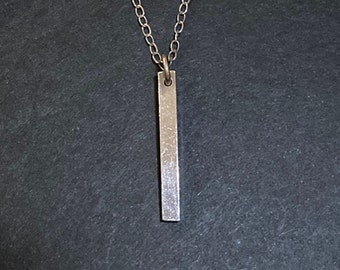 silver bar pendant, necklace, gift for her, jewellery