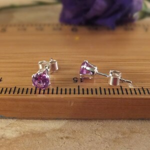 June birthstone, June studs, Alexandrite studs,Purple pink crystal,birthstone earrings,gemstone earrings,silver jewelry, silver stud image 7