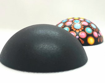 Mandala stone blank Secret message dome blank Dotting mandala base Black stone Artificial stone Concrete pebble Gypsum blank