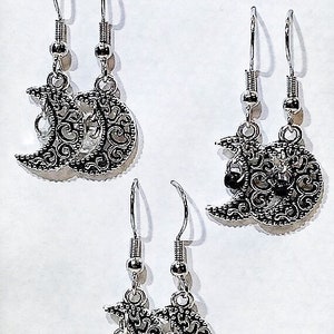 Moon earrings, nickle free earrings, dangle earrings, charm earrings, crescent moon, custom, made to order, french ear wire, lunar, space,