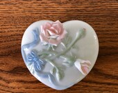Heart Shaped Musical Trinket Box Pink Roses Plays Love Story Melodies The Celebration Collection Heritage House Fine Porcelain