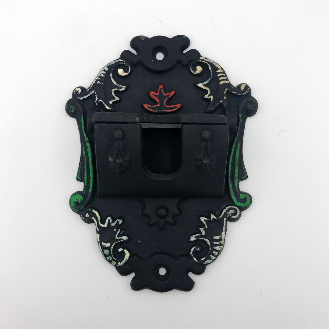 Vintage Wilton Cast Iron Match Stick Holder With Lid Wall Etsy