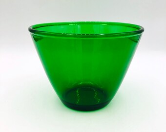 Anchor Hocking Forest Green Glass Splash Proof Mixing Bowl 4&quot; Tall x 5.5&quot; Across