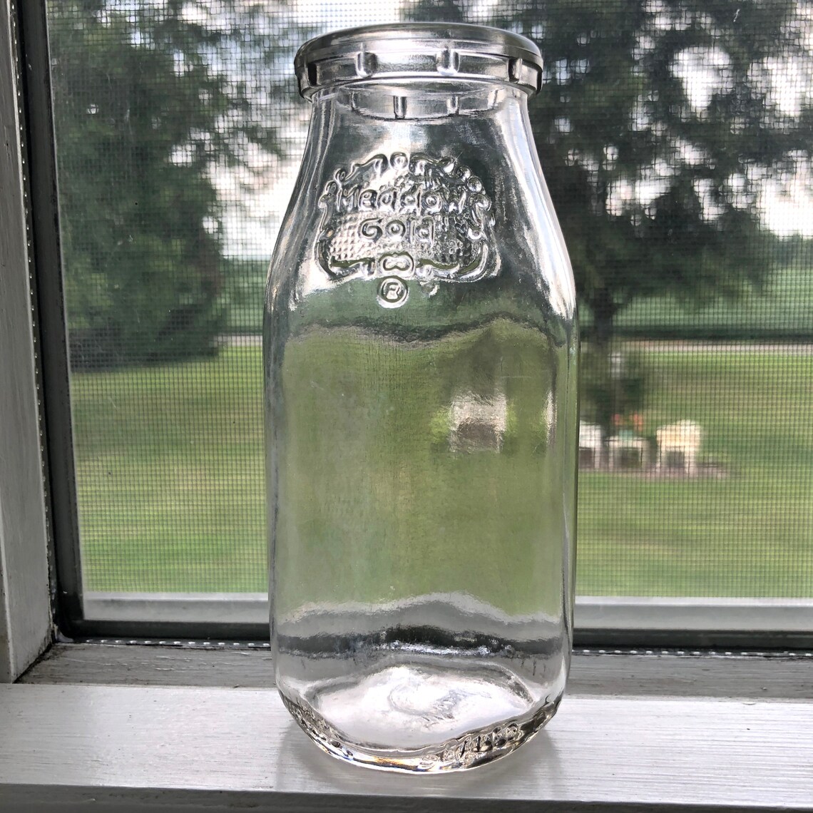 Two Vintage Glass Half Pint Cream Milk Bottles Meadow Gold | Etsy