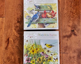 Vintage Marjolein Bastin 750 Piece Jigsaw Puzzles~ Choose Quiet Moments or Life in Full Bloom~Both Unused~Spring and Summer Birds Floral