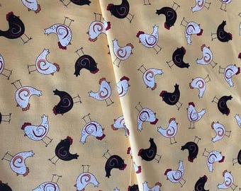 Black and white chickens print