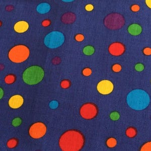 Vintage polka dot print fabric on blue background