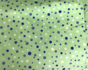 Green and blue polka dot FLANNEL
