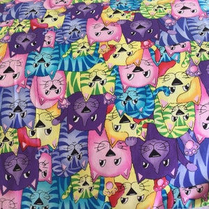 Timeless Treasures cat print fabric