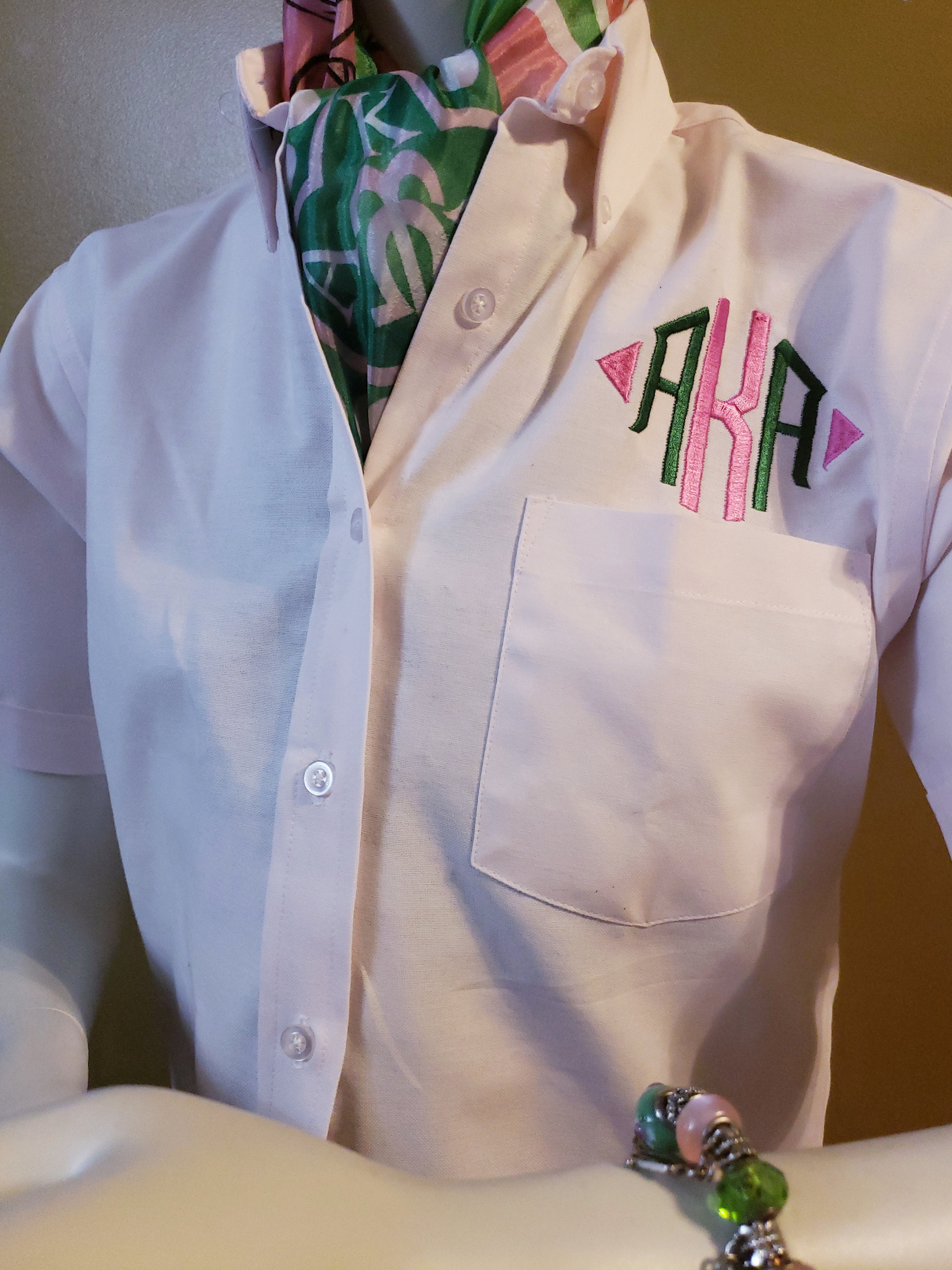 Soft Pink Button Down Embroidered Shirt Etsy