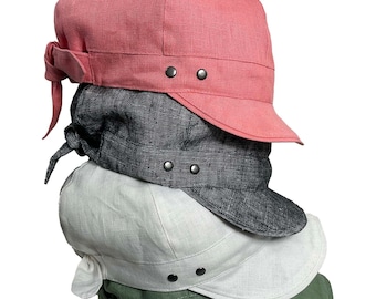 Linen Newsboy Cap: Sustainable Summer Hat with Back Tie