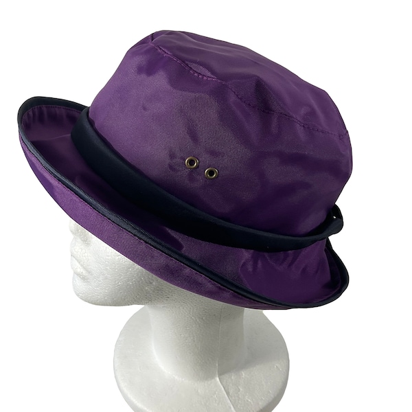 Sombrero de lluvia tipo cubo de nailon con revestimiento de PU: Sombrero deportivo unisex ajustable