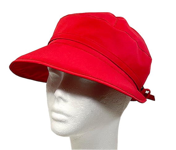 Chapeau Imperméable Pliable Enrico Corti - Rouge - Style Pêcheur - Femme - Neuf Avec étiquettes