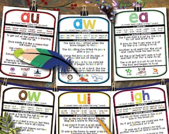 Vowel Team Phonics Posters: Reading & Sight Word Practice (Digital Download)