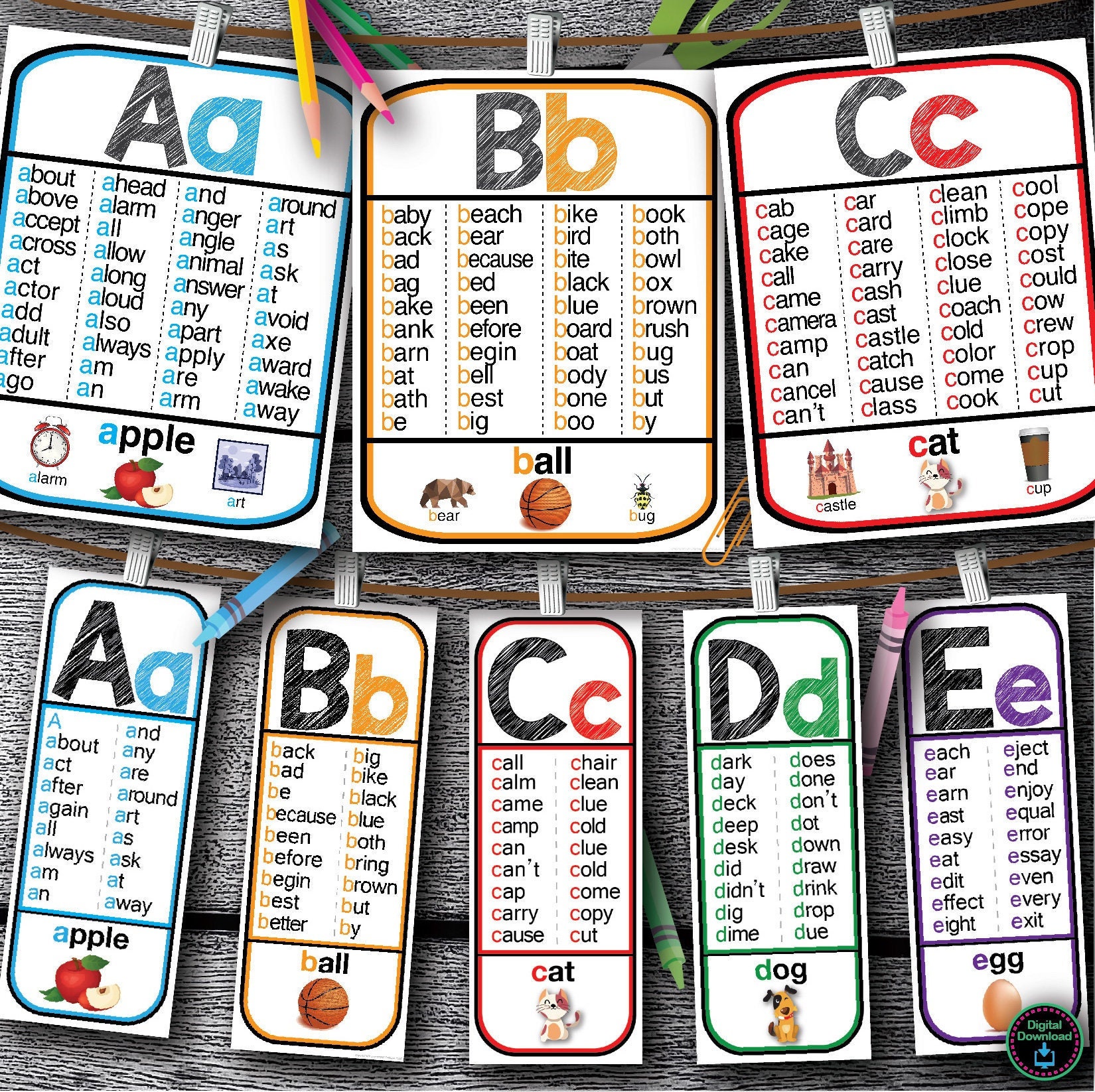 Phonics Sound Wall Cards Words Posters Kindergarten First Second Third ...