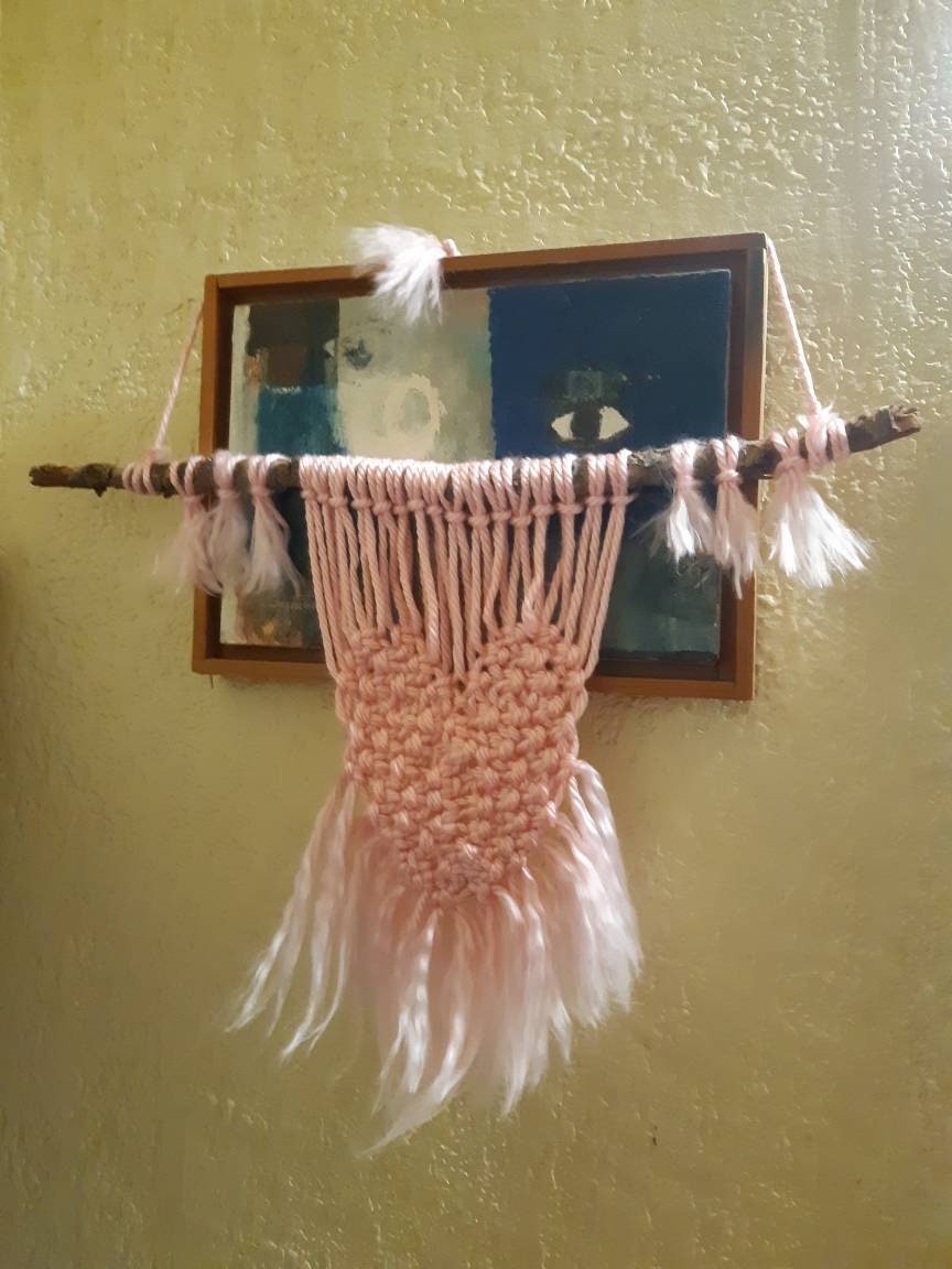 Tissage Attrape Rêves Coeur sur Branchage Effet Nuage/Coton Barbe à Papa