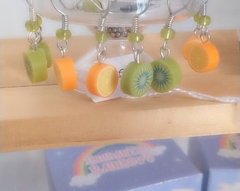 Boucles d'oreille gourmandes kiwi et oranges