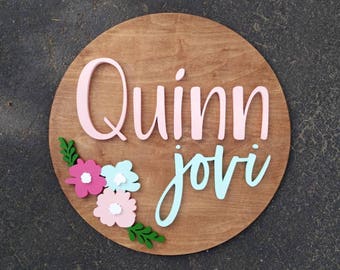 round wooden baby name signs for nursery