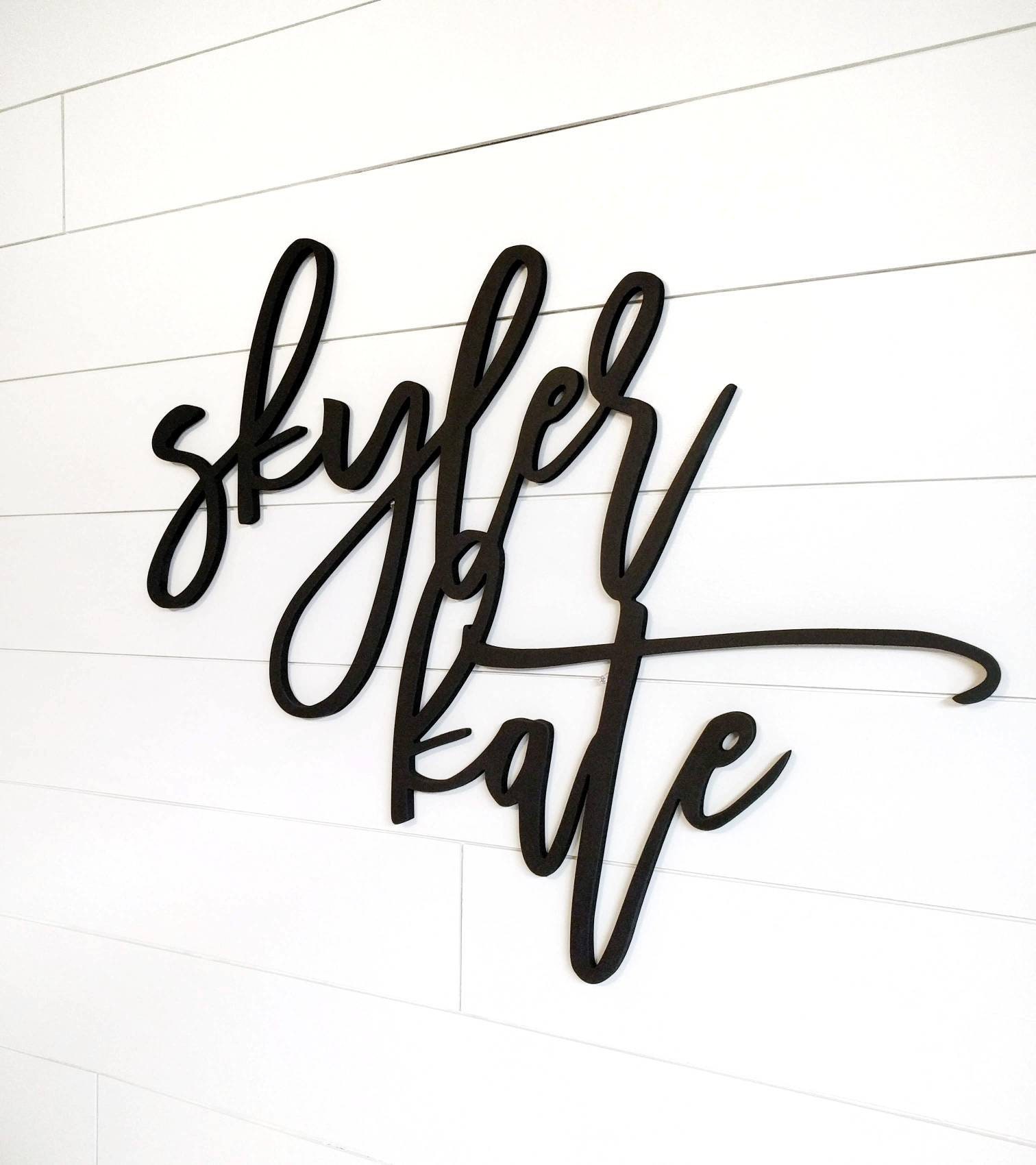 Freestanding Double Name Sign First and Middle Name Sign Etsy