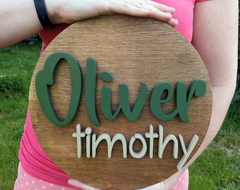 12" Round Custom Name Wood Sign | Baby Name Sign | Nursery name sign | Nursery room decor| Wood Name Sign | Round Wood Sign | Baby Show Gift