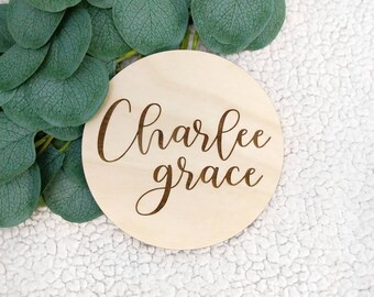 Wooden Engraved Name Sign | Name Announcement Sign | Nursery name sign | Nursery room decor | Name Sign | Round Wood Sign