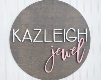 30" Round Custom Name Wood Sign | Baby Name Sign | Nursery name sign | Nursery room decor| Wood Name Sign | Round Wood Sign | Baby Show Gift