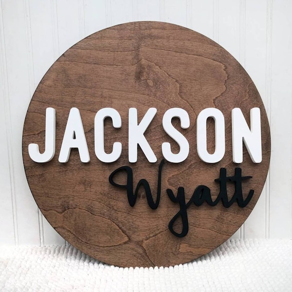 24" Wooden Name Sign | Baby Name Sign | Nursery name sign | Nursery room decor| Name Sign | Round Wood Sign