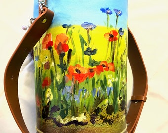 Tas,  rond en vol bloemen