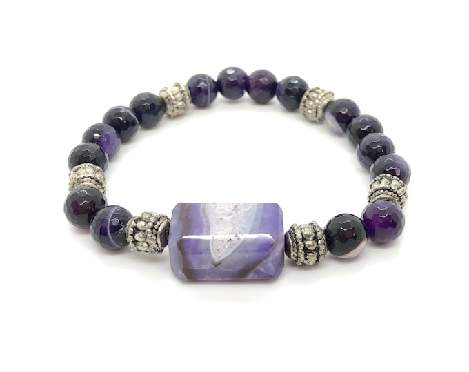 VÉRAN/piedras semi-precious bracelet/lilac agate/Elegant boho chic casual