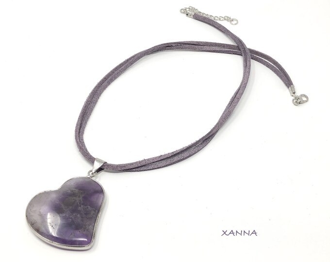 Chic & LOVE Choker necklace (XV) semi-precious/piedras/Amethyst pendant/Boho chic inormal and elegant