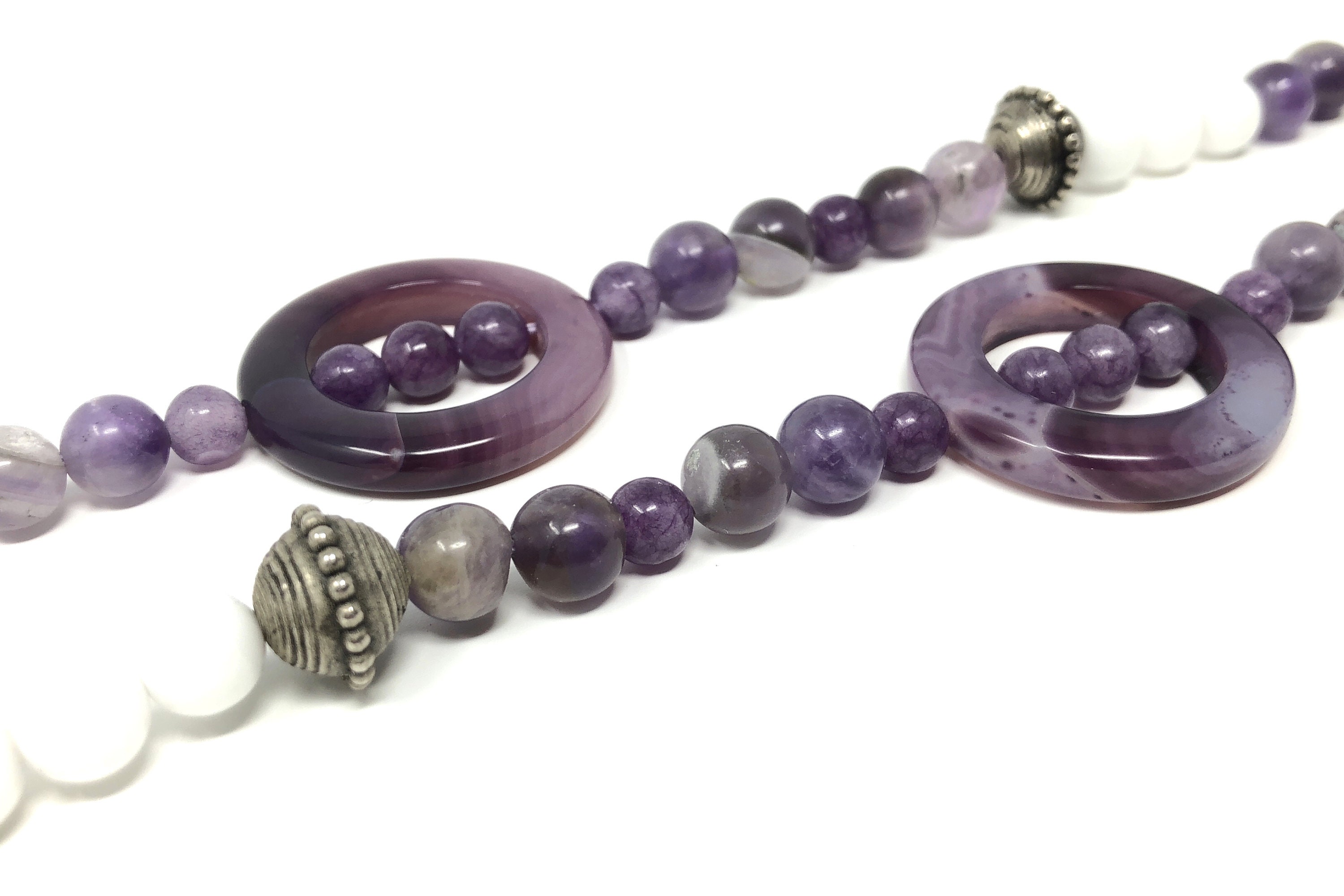 Collar Vintage Piedra Preciosa Collar De ágata Rosa Con Drusa - Plata Y Piedra Natural, Diseño Romántico Y Elegante Collar Piedras Naturales Plata