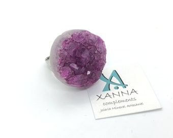 XANNA Ring 13/piedras semiprecious/Amethyst Lilac Druzzy