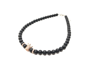 Choker Sets IV and V / matte onyx / golden crown piece with pavés