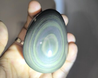 Bracciale Perline Pietra Preziosa Ossidiana Nera Rotonda 16mm Arcobaleno 7,5 Pollici - Foto 3