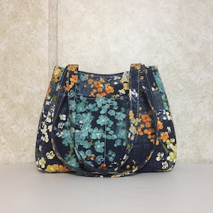 Bolso de hombro, cartera, bolso de mano, bolso Ethel de lona azul marino Dewdrop, con cierre de cremallera. Envío gratuito al siguiente día hábil.